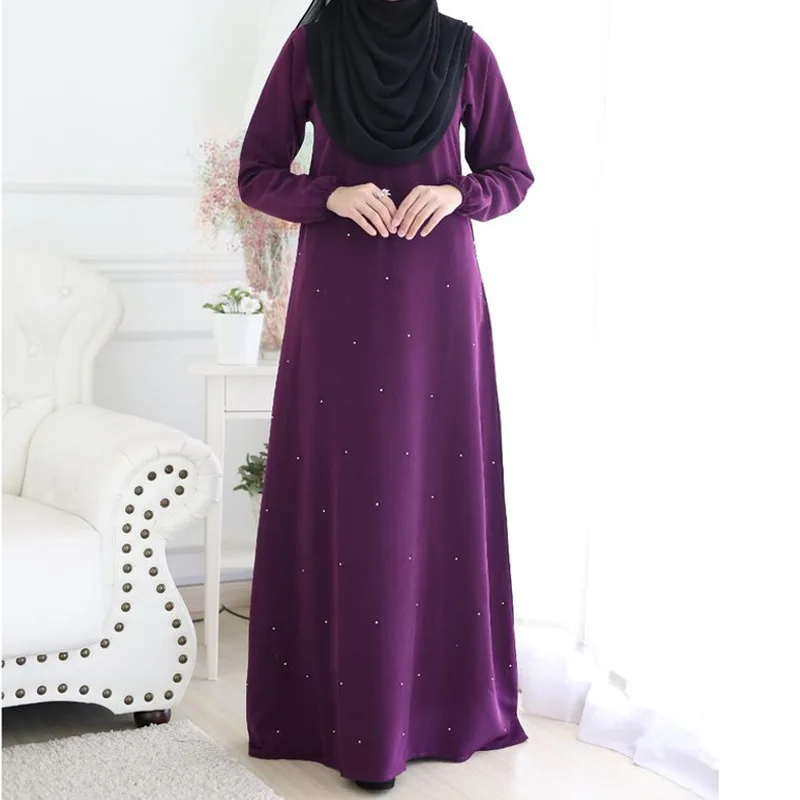 

Africa Clothing Muslim Solid Color Dress Women Abaya Spring Elegant Fashion Long Sleeve Dubai Robe Female Vestidos No Headscarf