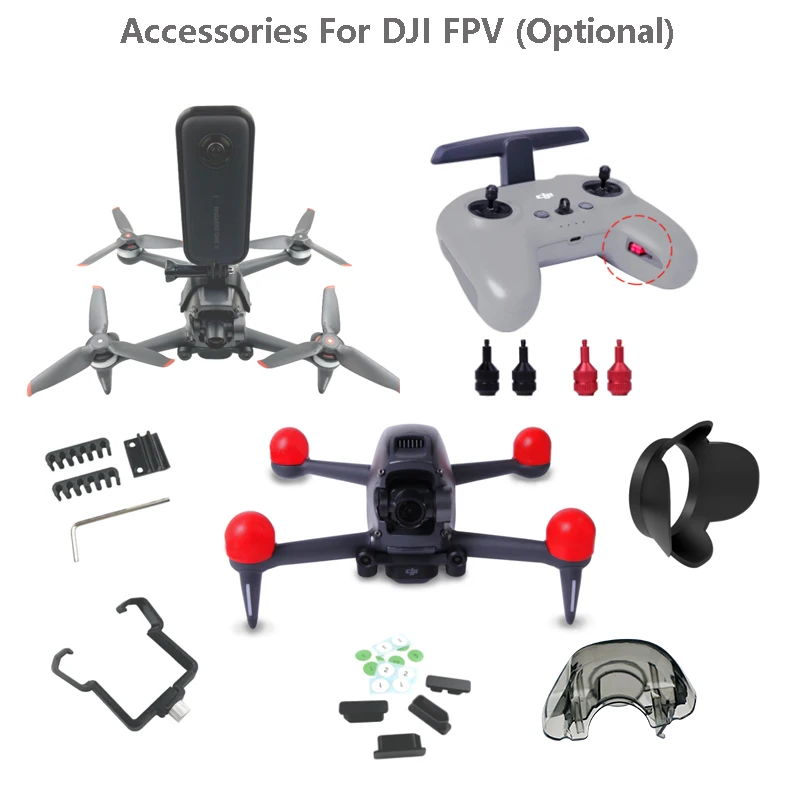 

Аксессуары для дрона DJI FPV держатель пропеллера качающиеся джойстики Солнцезащитная бленда крышка объектива Landyard ремешок для DJI FPV аксессуа...