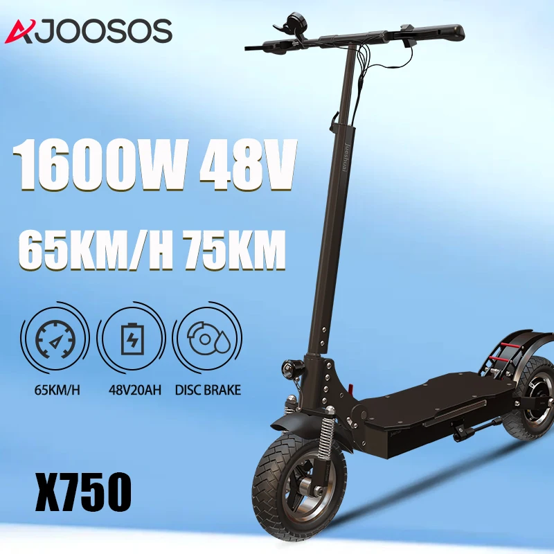 

Scooter Electric with Two Wheel 1600W 48V 20AH Folding E Scooter Step 65KM/H 3 Speed Transmission 75KM Range Waterproof Ip45