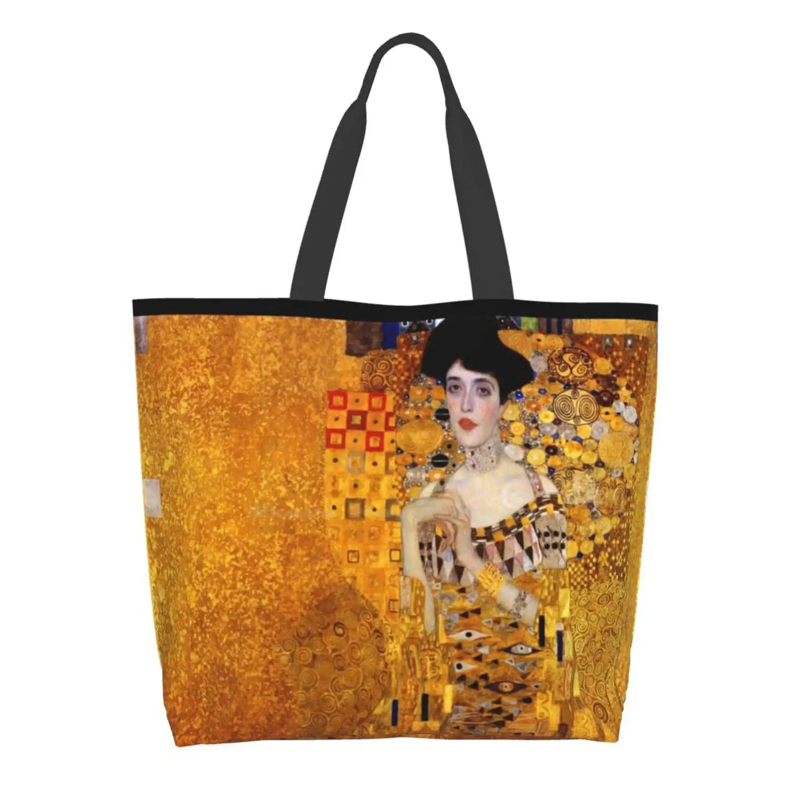 

Многоразовая сумка-тоут для покупок Adele Bloch Gustav Klimt, большой размер, портрет Adele Bloch Gustav Klimt Gold