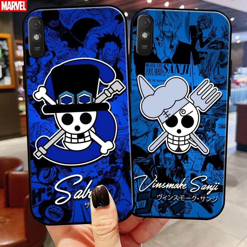 

One Piece Skull Logo For Xiaomi Redmi 9A 9AT 6.53 Inch Phone Case Liquid Silicon Coque Silicone Cover Back Black Funda