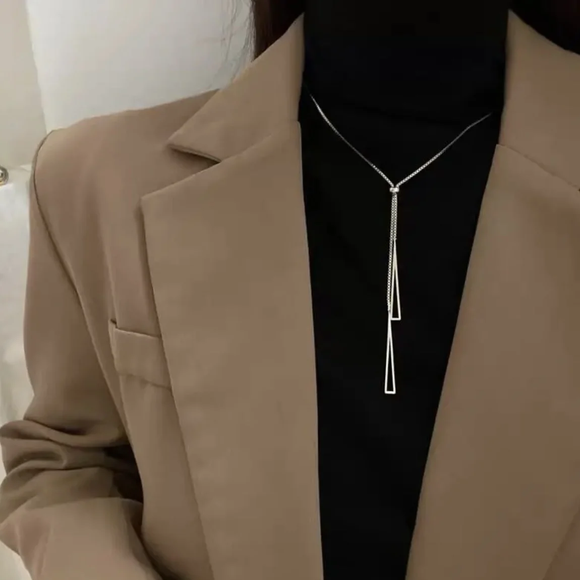 Цепочка для свитера с треугольными чашками Cold Sle женское осенне-зимнее ожерелье