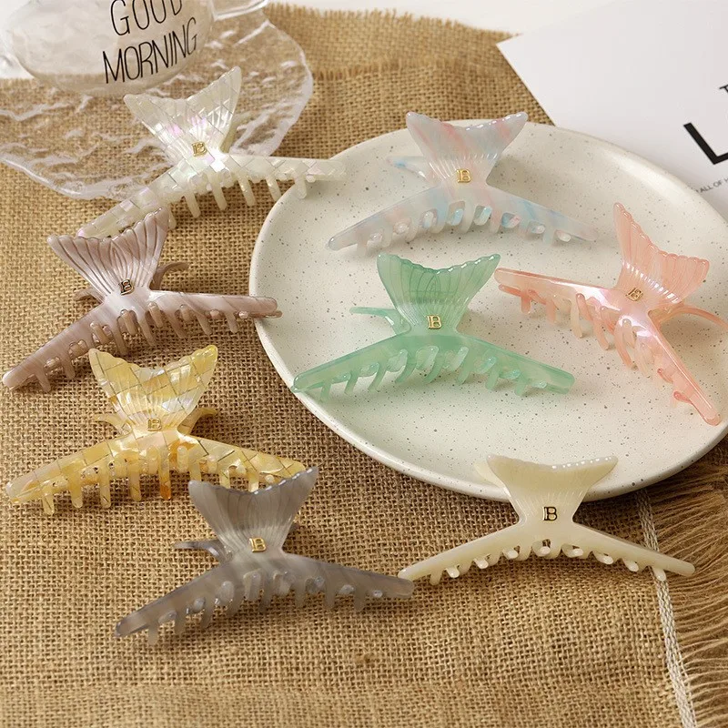 

Korean Style Fishtail Hair Clips for Women Large Hairpin Acetate Claw Clip Elegant Crab Shark Clip Headdress Hair Accessories