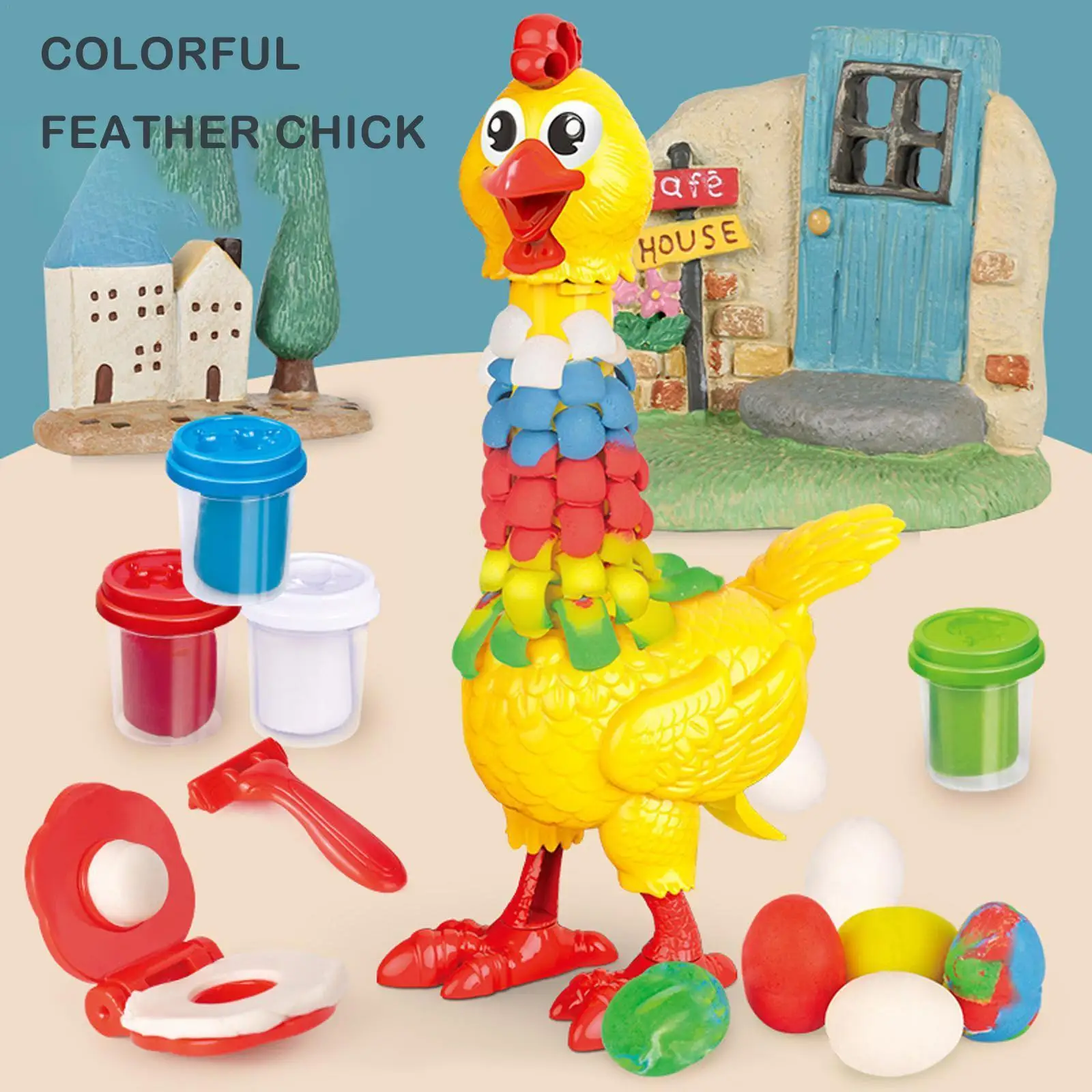 

Colorful Feather Chicken Imitate Hens To Lay Eggs Toy Exercise Color Thinking Hen Eggs Toy Mini Colored Model DIY Creative D0J3