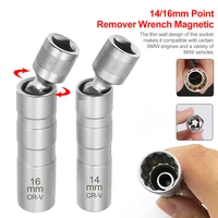 1416mm point remover wrench magnetic car spark plug sleeve socket car removal tool 12 angle thin wall 38 drive