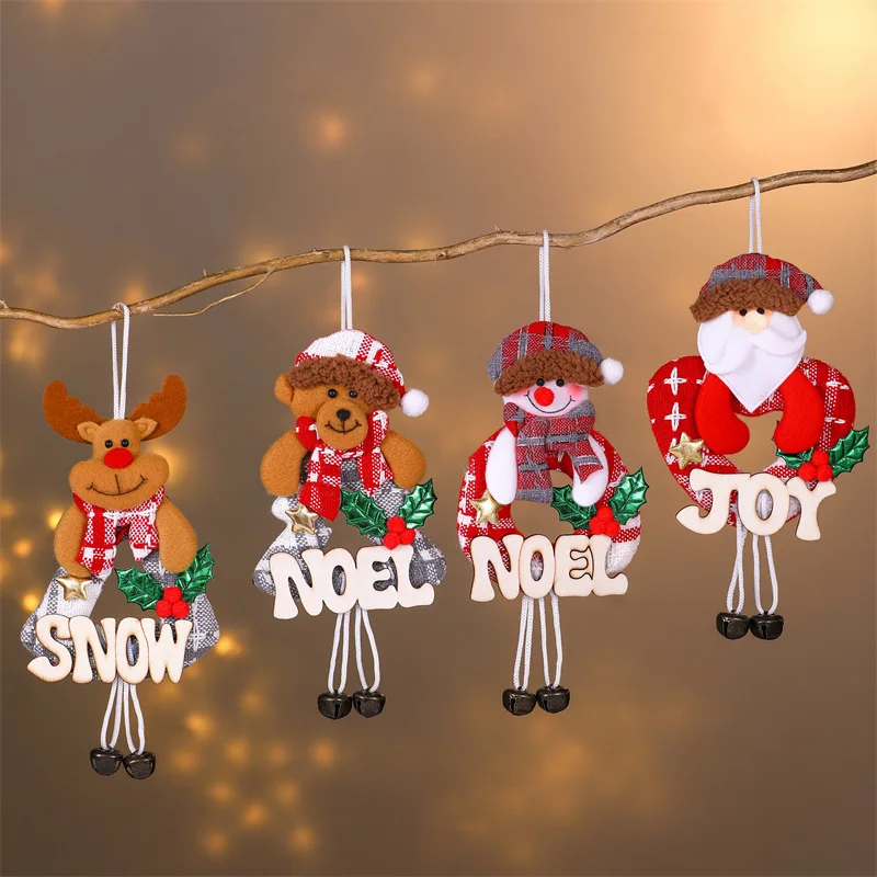 

New Christmas Decorations Christmas Tree Drop Pendant Letter Wooden Sign Snowman Bell Pendant Decor for Home Party New Year
