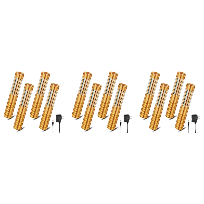 

12 Pcs LED Strobe Reusable LED Light Rechargeable Champagne LED Bottle Service And Charger,US Plug Gold