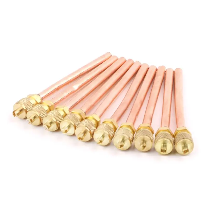 

10pcs Air Conditioner Refrigeration Access Valves 6mm OD Copper Tube Filling Parts