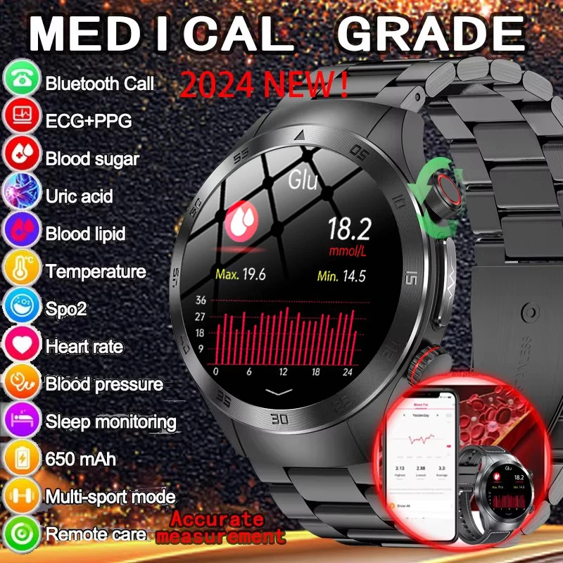 Новинка 2024 Смарт-часы с лазерным лечением трех высоких мужские ЭКГ ФПГ
