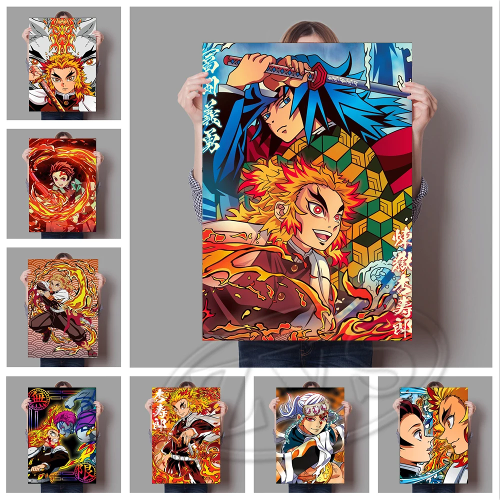 Модульный плакат с изображением рассекающего демонов, современный плакат с HD-печатью, аниме, настенное искусство, ренгоку, синьцзуру, картины на холсте, домашний декор, гостиная