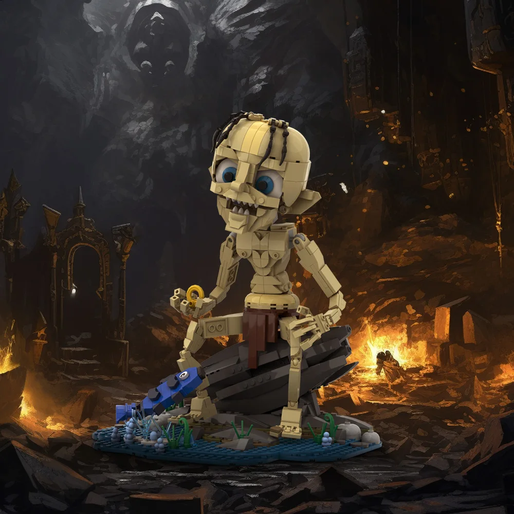 560 шт. MOC кукла Gollum модель строительных блоков кольца из фильма темный ужас