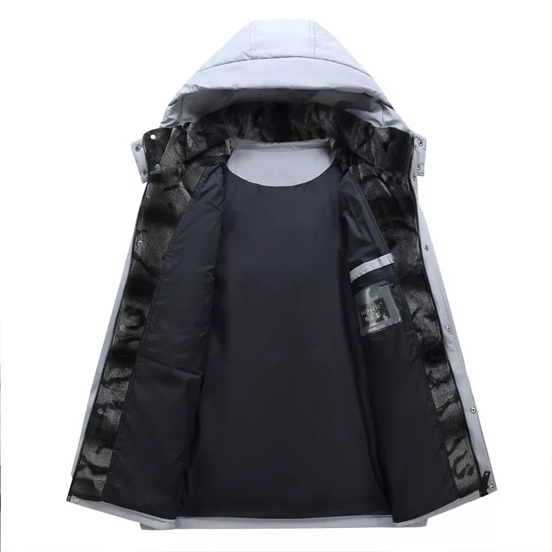 2022New Winter New Men's White Duck Down Warm Down Jacket Fashion Casual Hooded Thickened Long Coat Male Brand Clothes