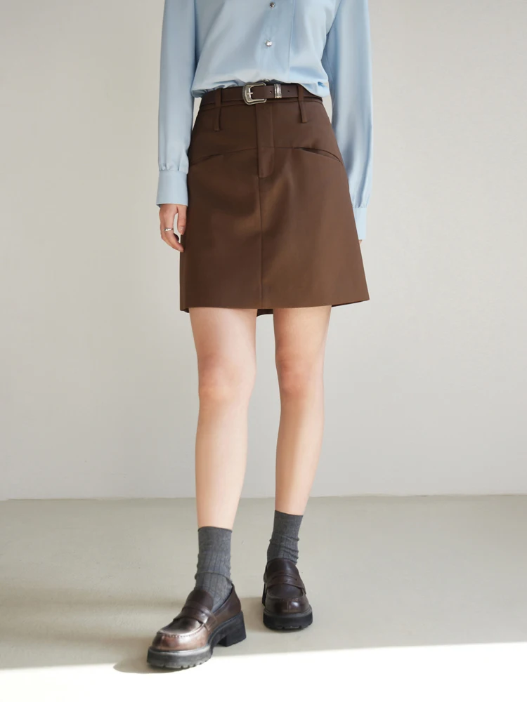 Женская мини-юбка трапециевидной формы с карманами и высокой талией