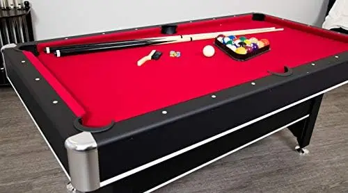 

6-ft Pool Table with Table Tennis Top - Black with Red Felt