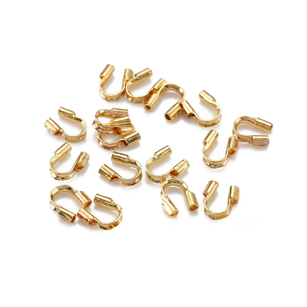 200Pcs/lot Stainless Steel U Shape Connectors Metal Wire Guard Protectors Loops for Jewelry Making DIY Accessories Supplies