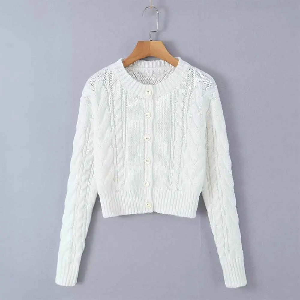 

Women 2023 New Fashion Twist Single-breasted Buckle Knitted Sweater Vintage O Neck Long Sleeve Female Pullovers Chic Tops