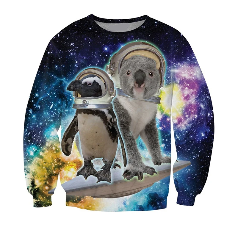 Забавный свитшот со звездным небом и котом для мужской одежды потрясающие