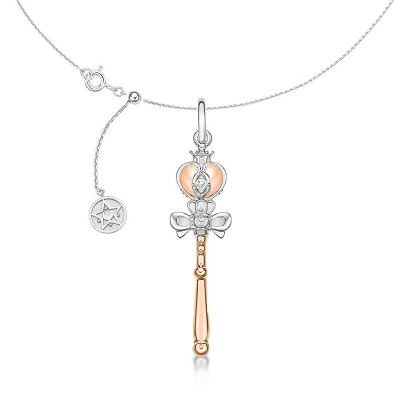 

Аниме Сейлор Мун, искусственное серебряное ожерелье, спиральное сердце, искусственная палочка, подвеска, подвески для ожерелья, создание по...