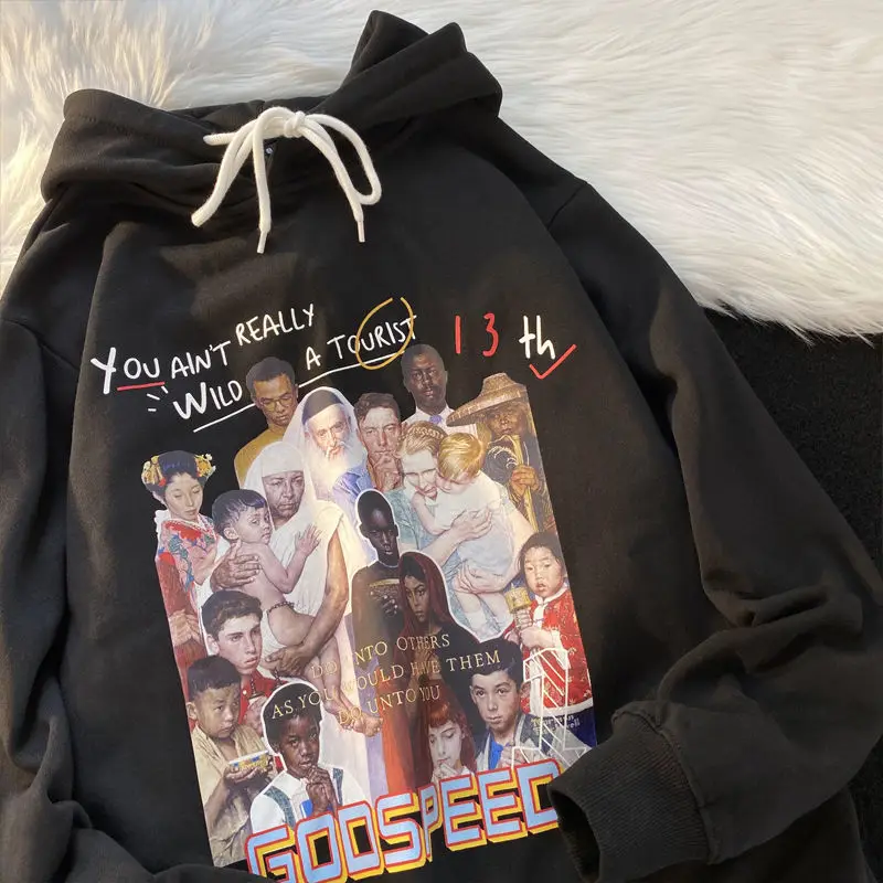 

Свитер унисекс, осенний, свободный, с капюшоном