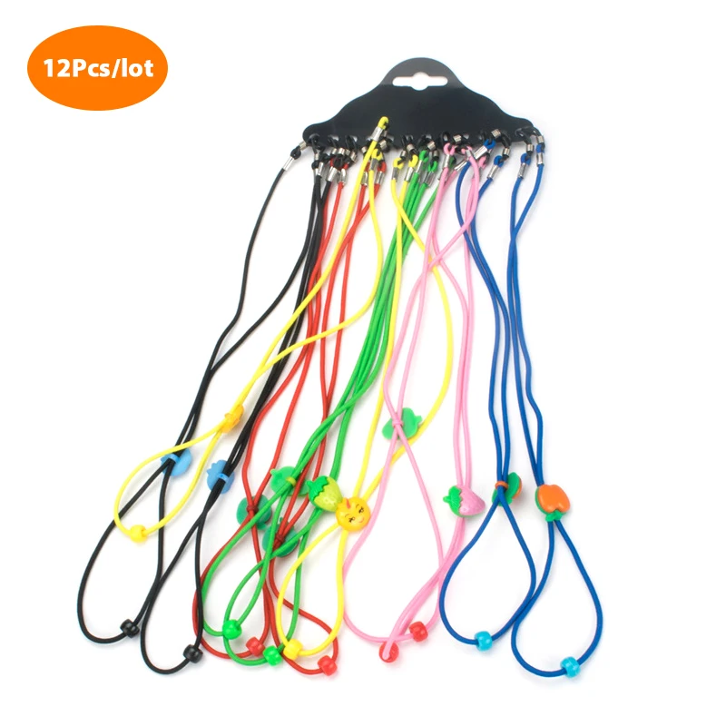 

12Pcs/set Kids Mask Chains Hanging Neck Rope Cute Colorful Glasses Anti-lost Lanyard Strap Elastic Band Children's Pendant