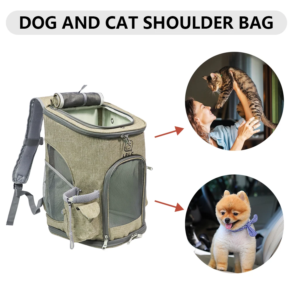 

Cat Dog Outing Backpacks Foldable Cat Outdoor Backpack Oxford Cloth Reflective Strips Breathable Anti-Escape Pet Supplies