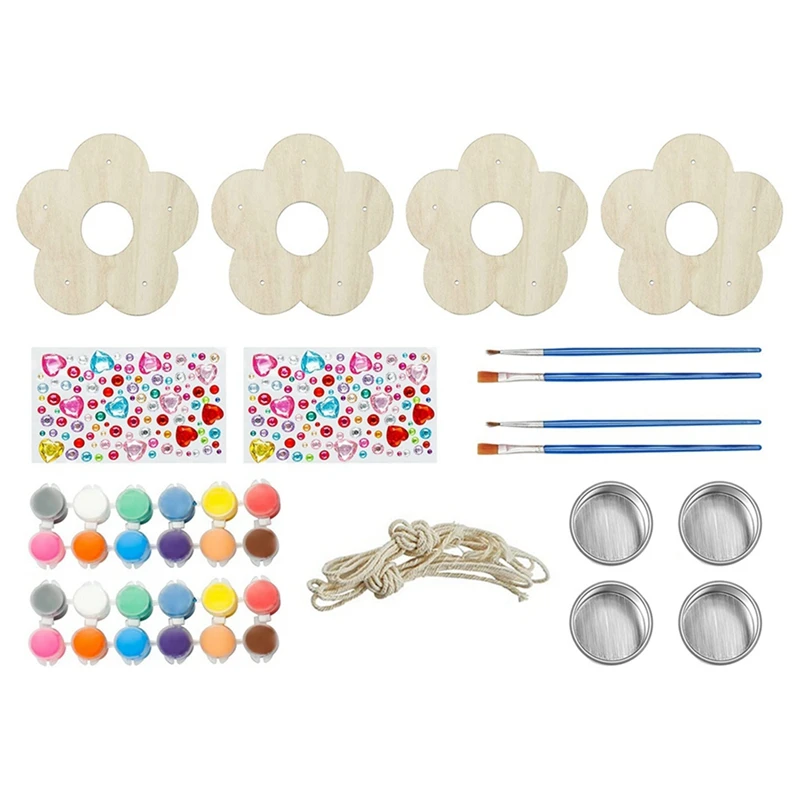 

4 Pack Arts And Crafts Bird Feeders Wooden DIY Painting Kits Garden Outdoor Activities Children Girls Easter Gift