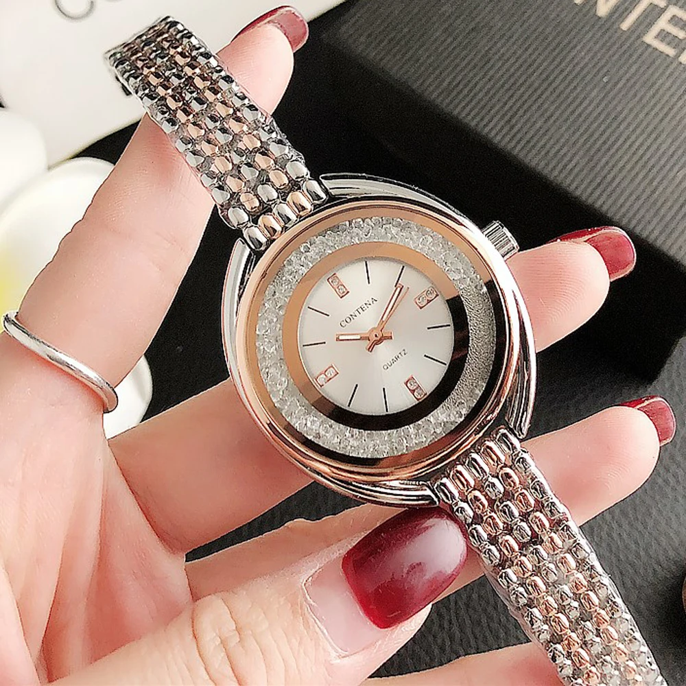 CONTENA Famous Luxury Brand S Model Ladies Watches Fashion Golden Designer Women Wristwatch Casual Dress Clock Relogio Feminino