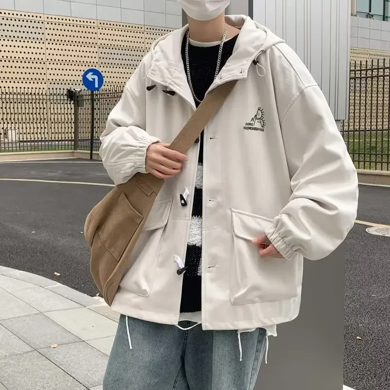 Куртка с капюшоном на пуговицах для мужчин и женщин японская винтажная простая