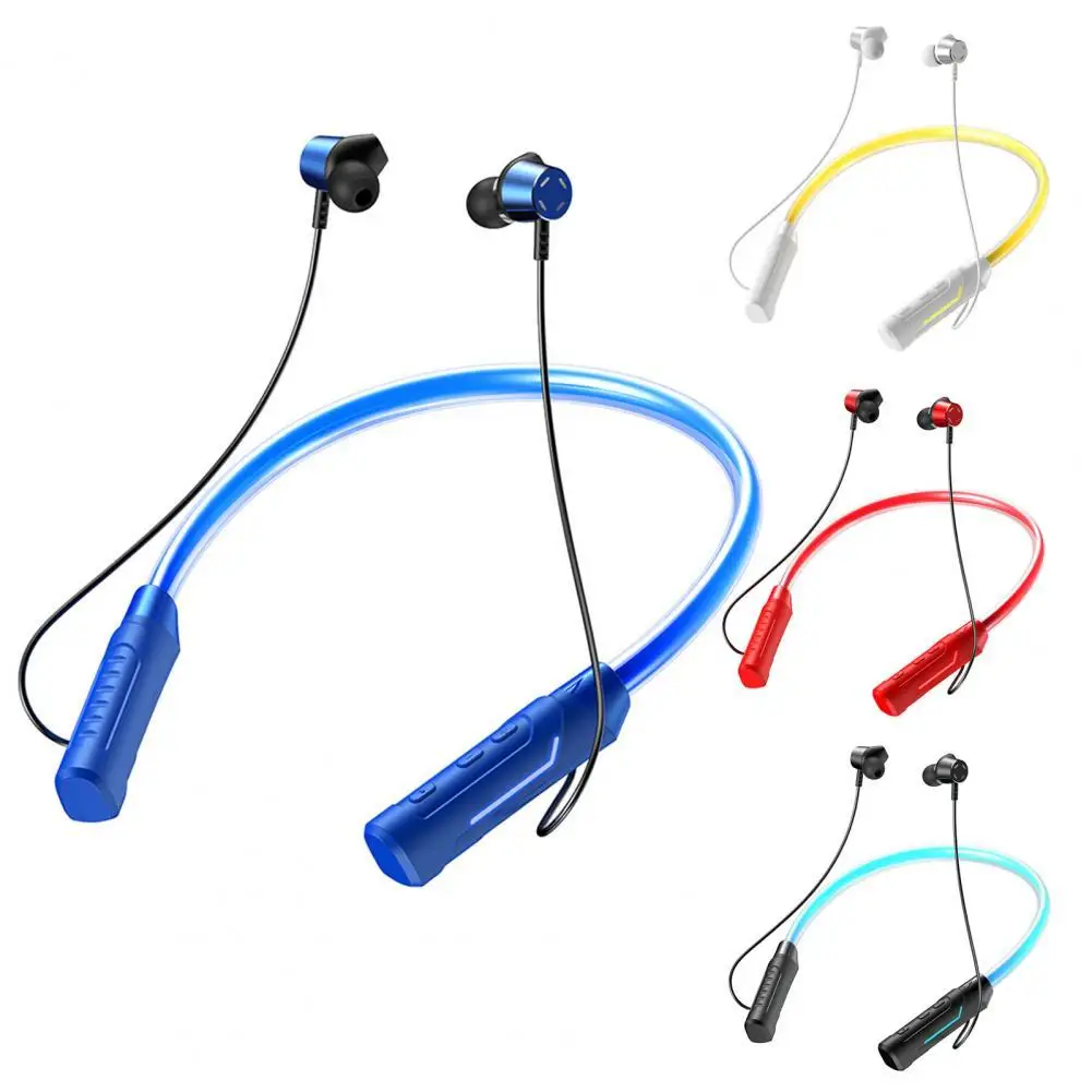 

New RGB Light TWS Neck Wireless Bluetooth-compatible Earphones Sports Running Headset Sport Earbuds Noise Reduction Headphones