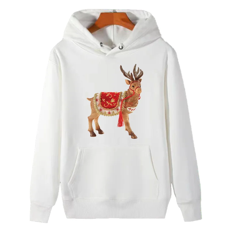 Santa's Reindeer Unisex graphic sweatshirts christmas sweatshirt thick sweater hoodie  winter fleece hoodie Women hooded sweater