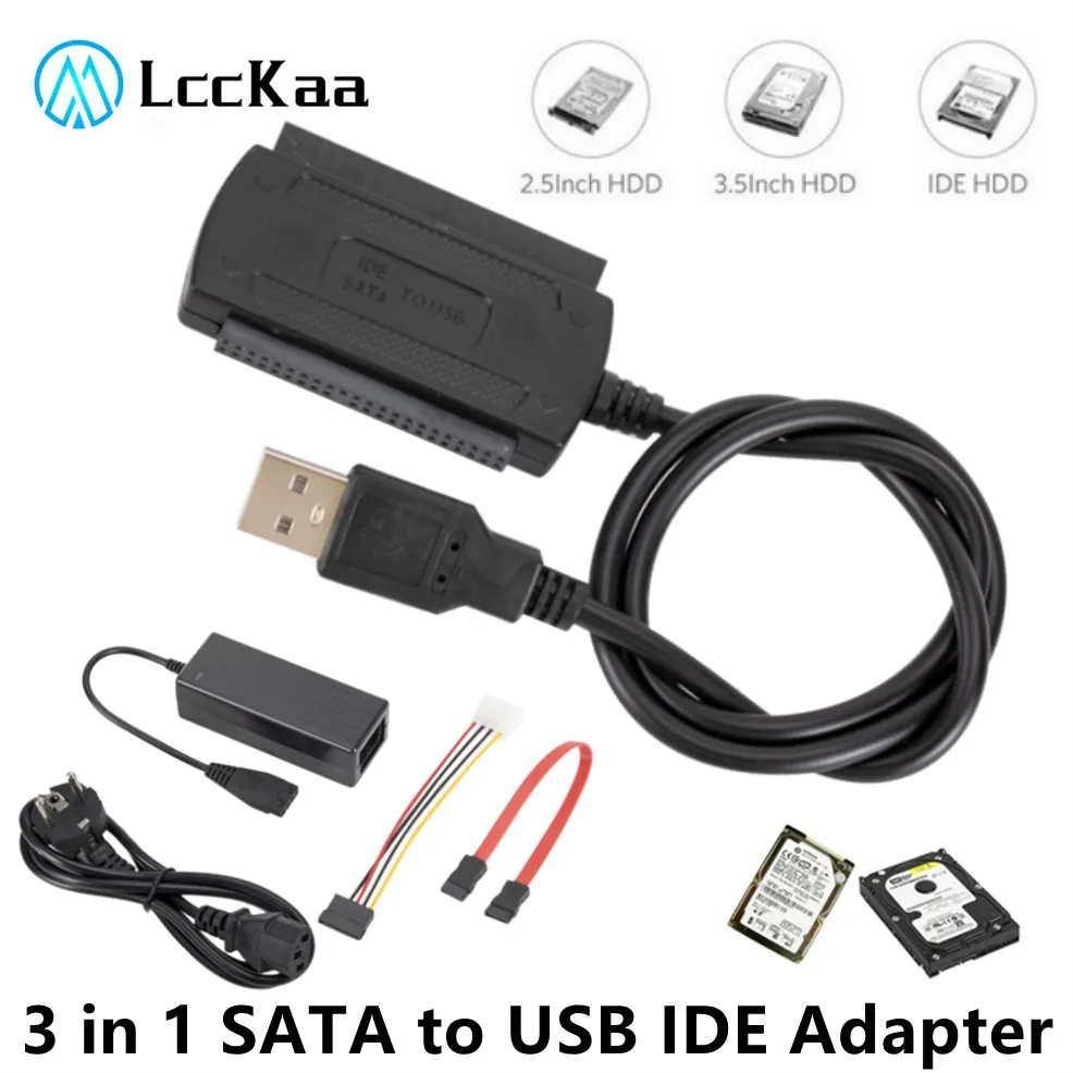 LccKaa 3 в 1 адаптер SATA к USB IDE 2 0 5 25 S-ATA дюйма жесткий диск HDD кабель для ПК ноутбука -