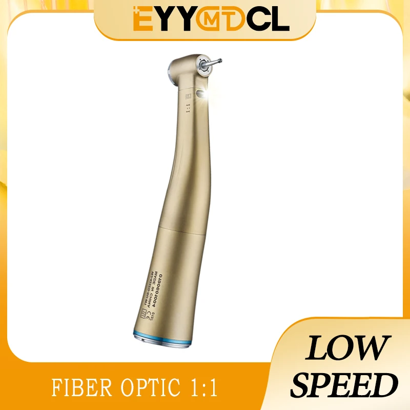 

Dental LED Fiber Optic Low Speed Handpiece 1:1 Blue Ring Contra Angle Turbine 4 Point Water Spray E-type Dentistry Tool