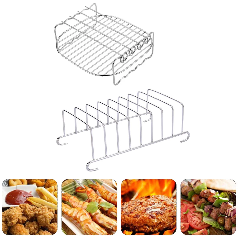 

Rack Bread Fryer Air Toast Holder Cooling Stainless Steelsteamer Grill Cooking Steaming Skewer Round Grid Slicing Egg Baking