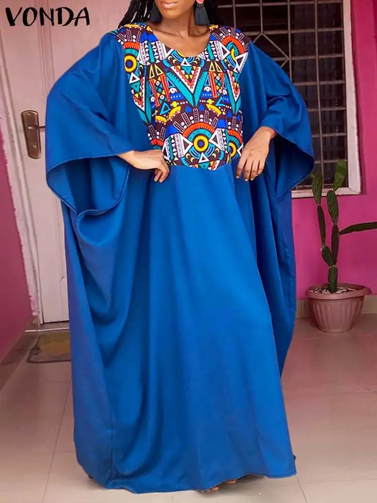 

VONDA Y2K 2022 Women Pleated Party Vestidos Female Long Sleeve Summer Dress Street Printed Party Robe Beach Maxi Long Sundress