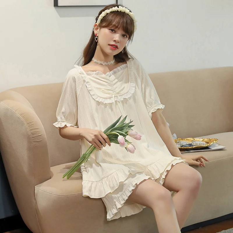 Pajama Girl Summer Short Sleeve Cotton New Court Style  Princess Lovely Home Suit sleep lounge