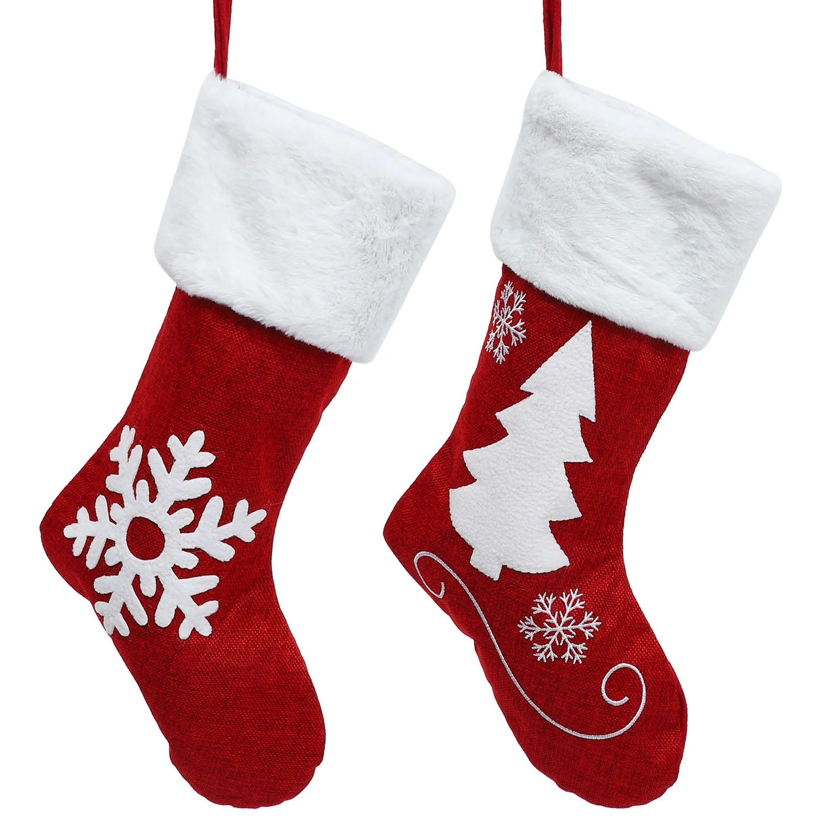 

2pcs Creative Adorable Snowflake Stockings Christmas Stockings for Christmas Tree Fireplace