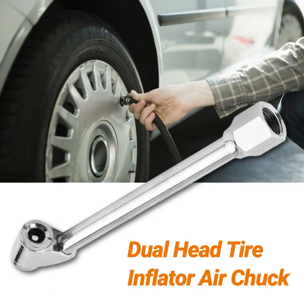

Tire Chuck High Strength Wear-resistant Silver Color Dual Head Tire Inflator Air Chuck for Car