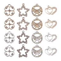 32pcs alloy crystal rhinestone hollow butterfly star heart pendants charms for earring necklace bracelet diy jewelry making