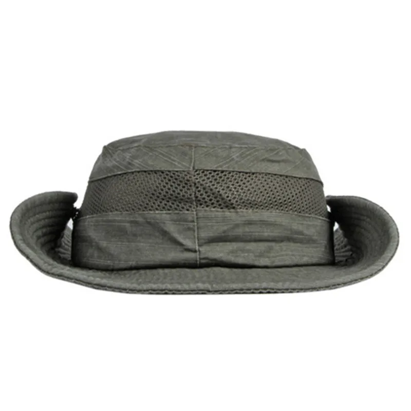 

2022 New Summer Men's Cotton Panama Hat Mesh Breathable Bucket Hats Foldable Retro Jungle Sun Protection Travel Hat Fishing Cap