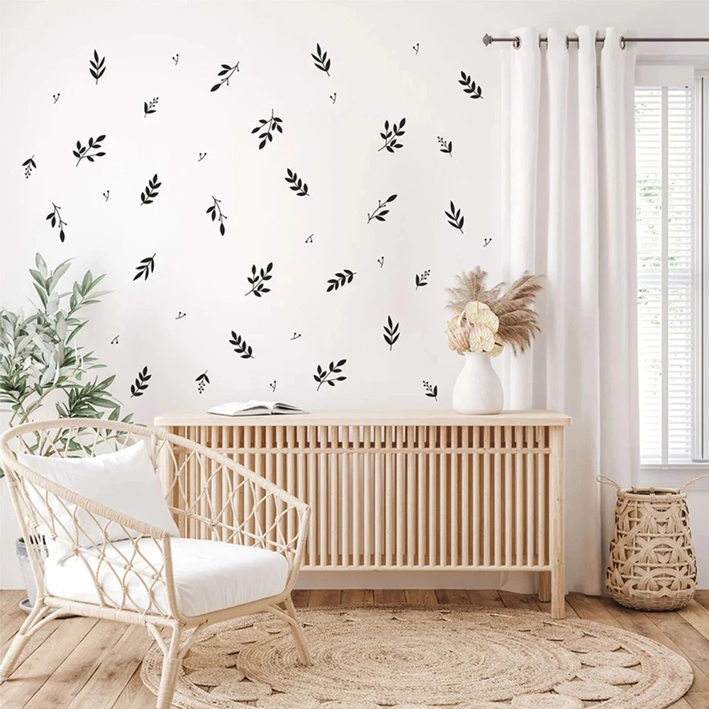 

45Pcs Botanical Leaves Branches Wall Sticker Baby Nursery Bedroom Twig Jungle Tree Wall Decal Living Room Vinyl Decor