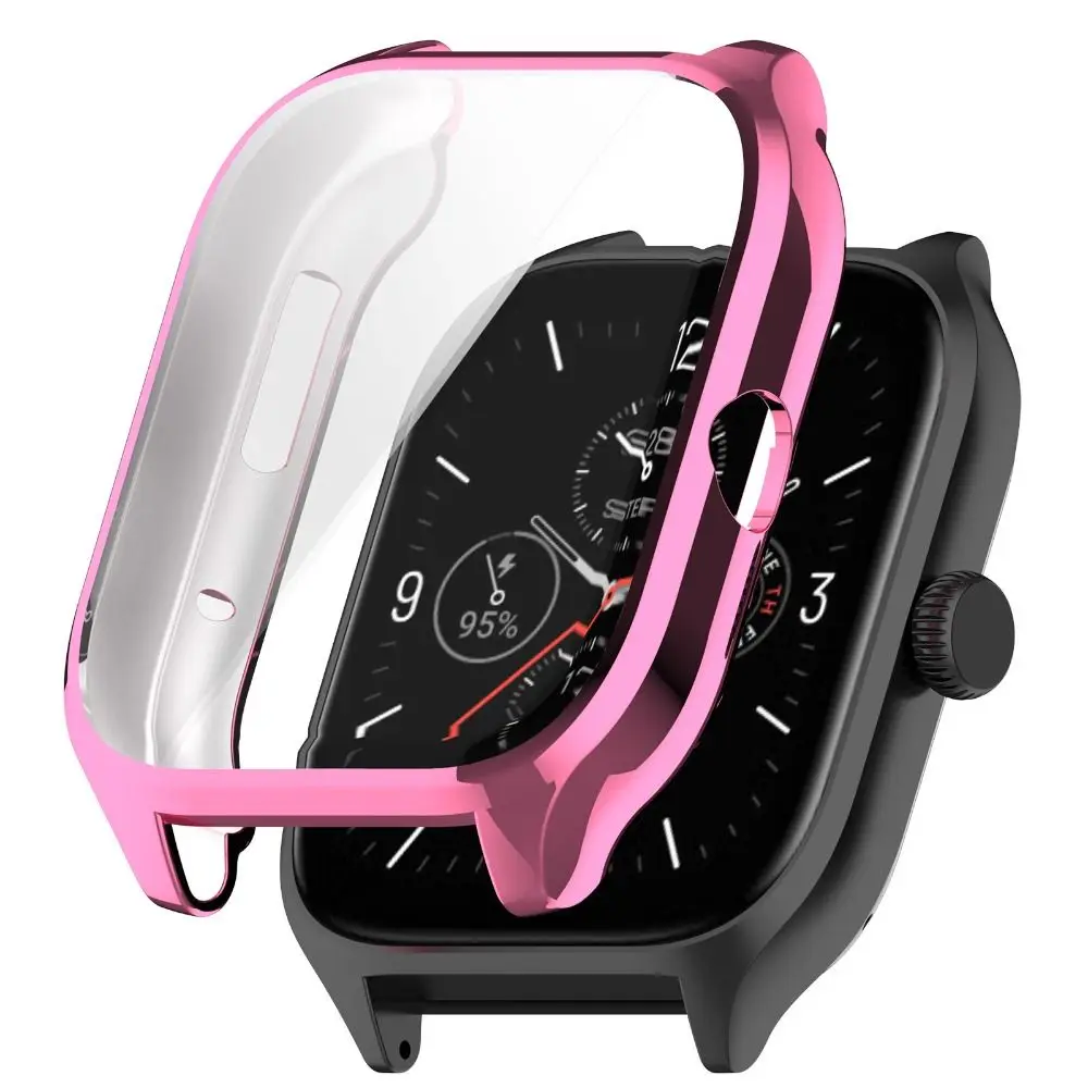 Glossy Soft TPU Case For Amazfit GTS4 GTS 4 3 Smart Watch Bumper Protector Electroplated Protective Frame 360 Full Cover