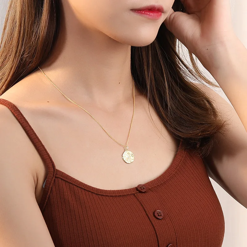 TrustDavis ожерелье с монеткой из стерлингового серебра 925 пробы чокер золотой