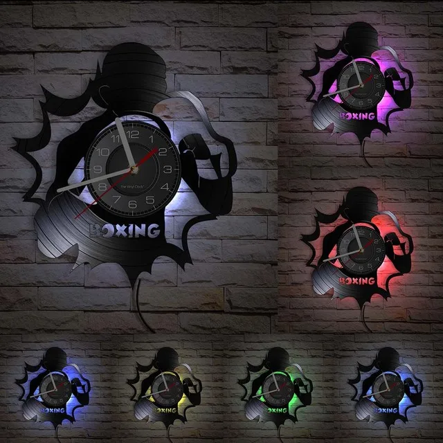 

Клубные настенные боксерские 3d-часы силуэт боксера персональные виниловые настенные часы боксерские украшения для мальчиков