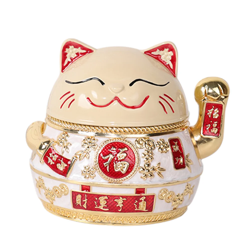 

1Pc Decorative Ashtray Cat Shape Ashtray Home Fortune Cat Ashtray Ornament