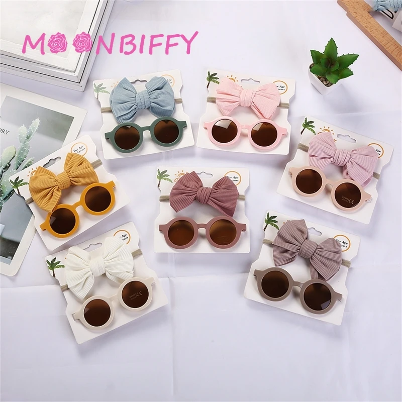 

1set Big Bow Baby Girls Headband+Colorful UV Protection Sunglasses Unisex Baby Kids Hair Band Summer Outdoor Photography Props