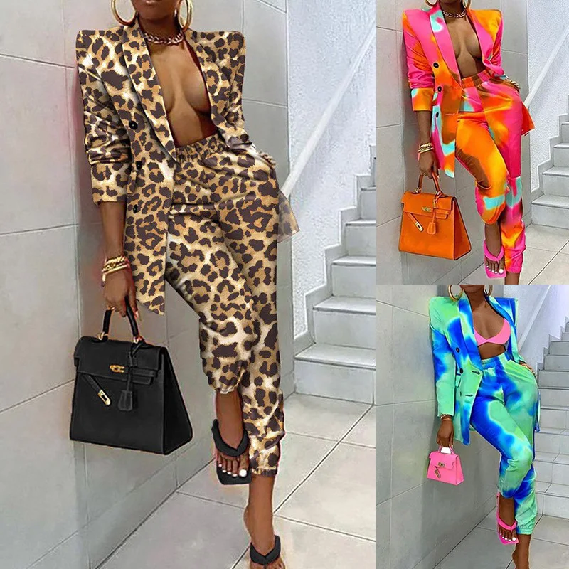 

Women's Autumn and Winter New Printed Jacket Suit Casual Suit