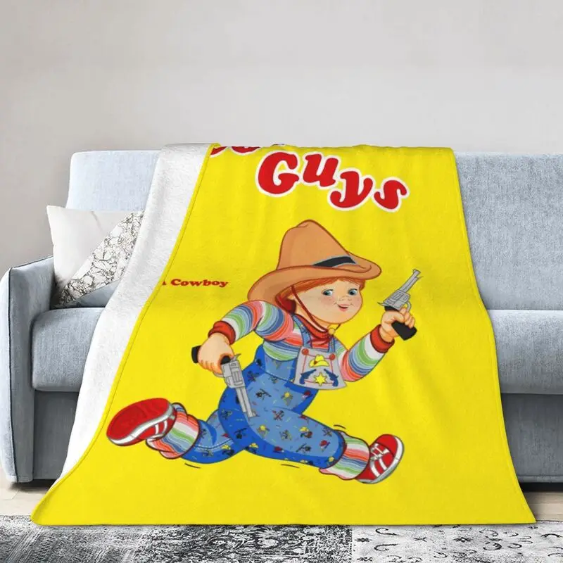 

Good Guys Cowboy Ultra-Soft Fleece Throw Blanket Warm Flannel Child's Play Chucky Blankets for Bed Travel Sofa Quilt