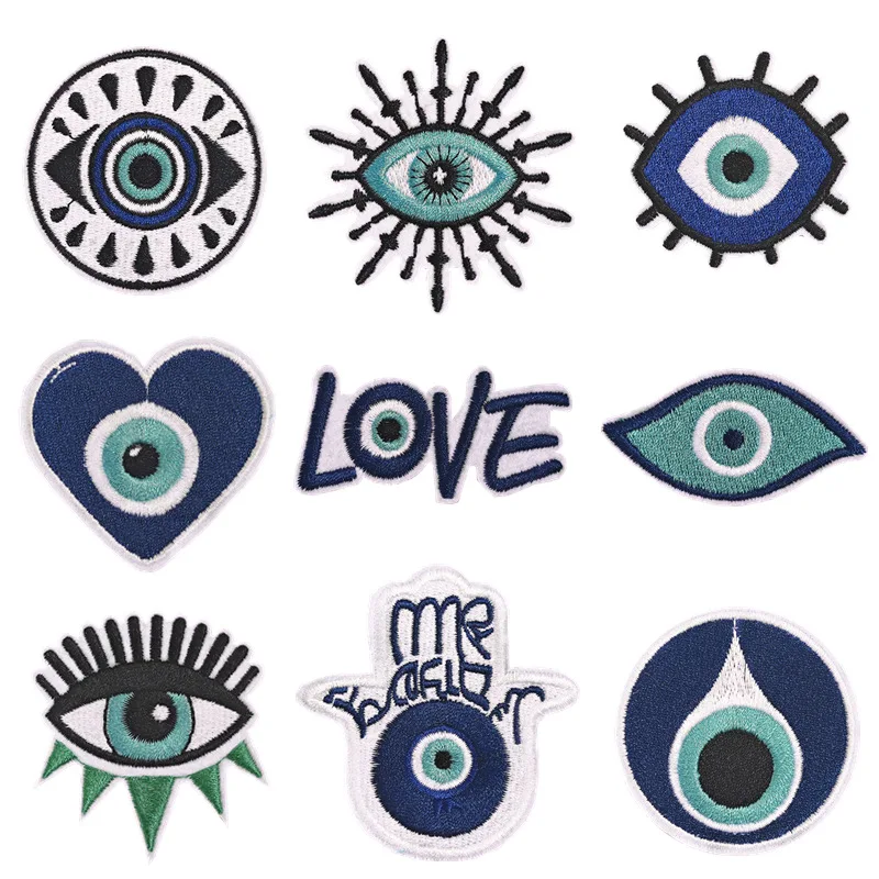 

5pcs Evil Eye Embroidery Patches Appliques DIY Sewing Accessories Iron-on Stickers Punk Decoration Patch for Clothing