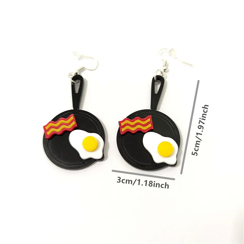 KUGUYS акриловые трендовые ювелирные изделия Пан стейк жареное яйцо Висячие серьги