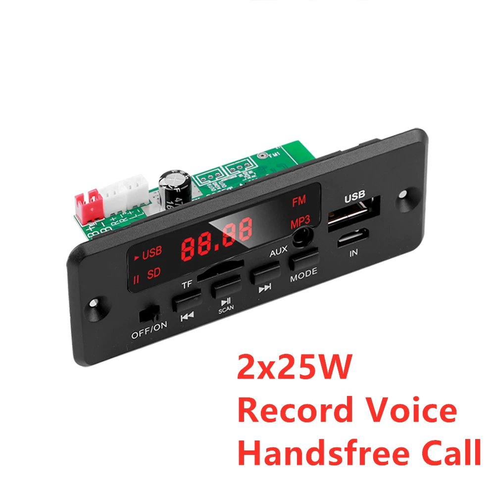 Усилитель Handsfree 2*25 Вт MP3 декодер плата цветной экран Bluetooth V5.0 Автомобильный
